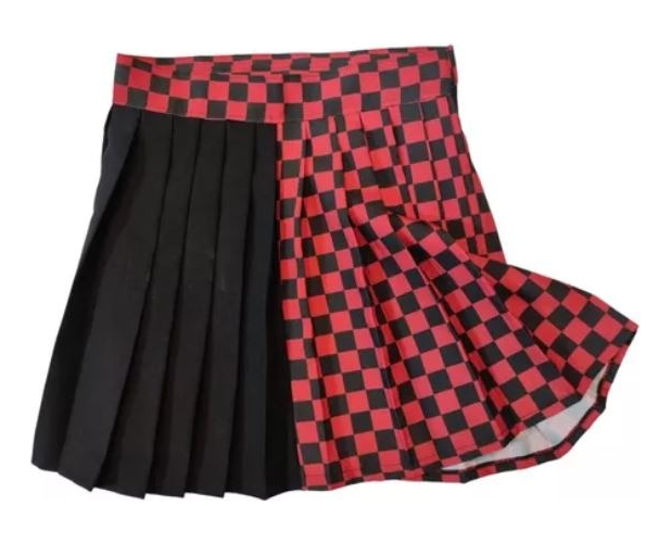 Pollera Dual Roja - Tableada Cuadros Autoregulable Falda - Image 2