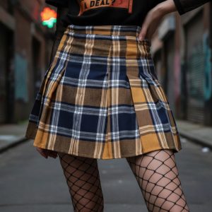 Pollera Cuadrille Amarilla - Tableada Premium Falda Dark