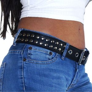 Cinto Omg - Tacha Circular X2 Ecocuero Combina Dark Gotico