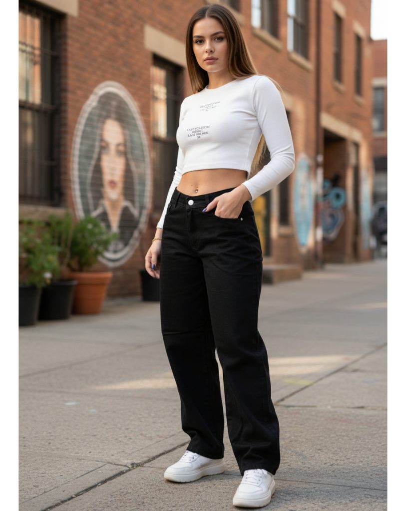 Pantalón Jeans Negro Baggie Not Today Kpop