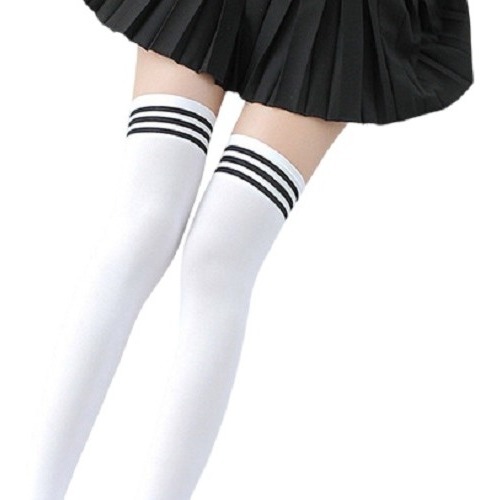 Bucanera Kawaii Blanca - Medias Aesthetic K-pop Retro Rayas - Image 2