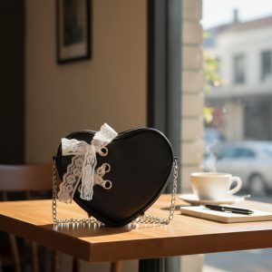 Cartera Corazón Moños Not Today Eco-cuero Negra