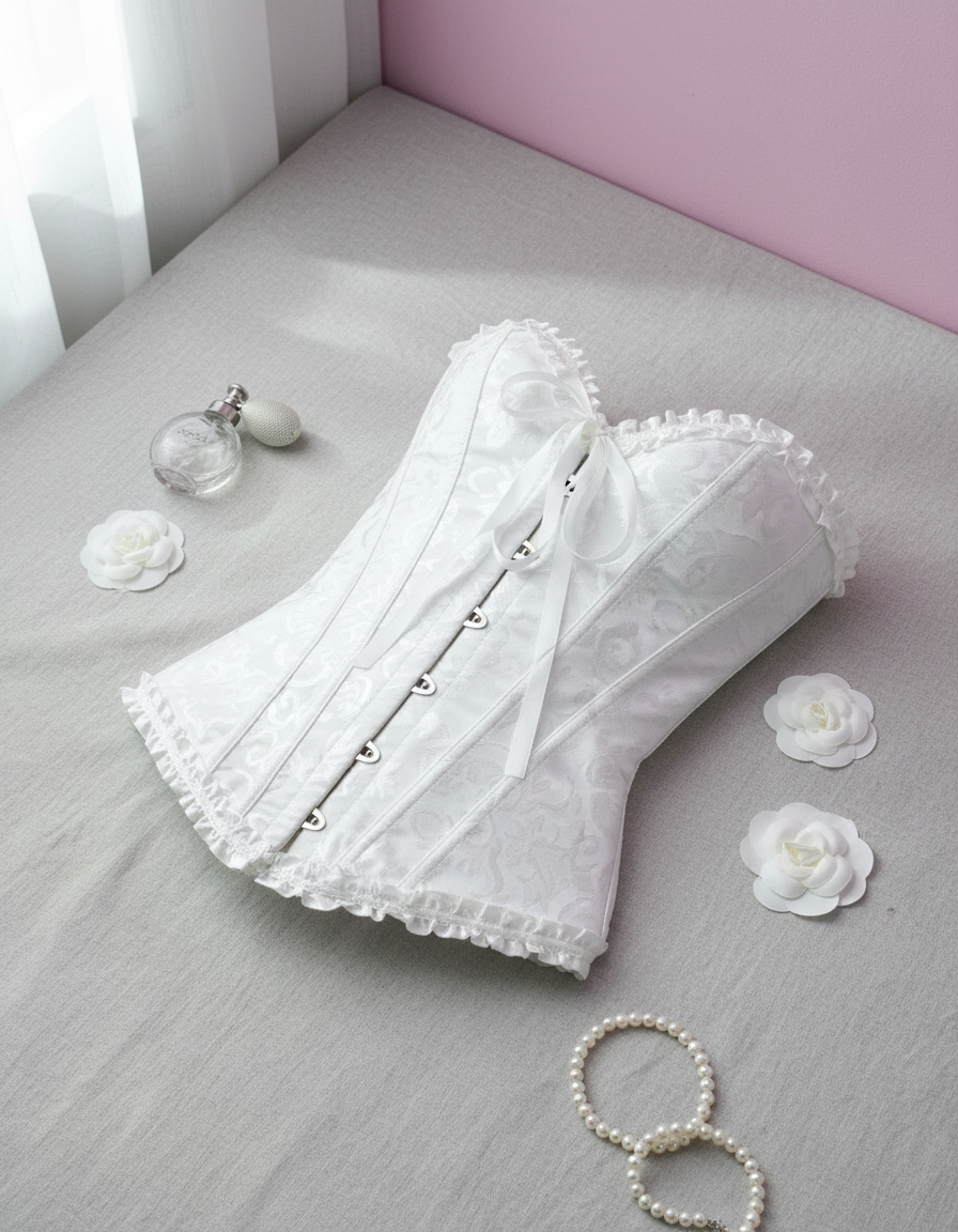 Corset Blanco Estilo Victoriano Elegante Mujer Ajustable - Image 4