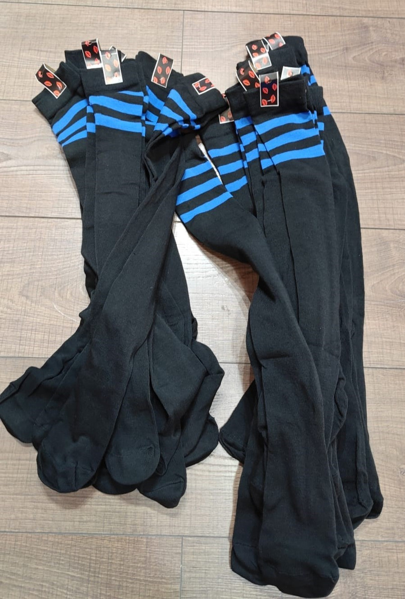 Bucanera Kawaii Negra Rayas Azules- Medias Aesthetic K-pop R - Image 2