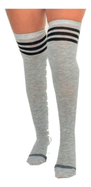 Bucanera Kawaii Gris - Medias Aesthetic K-pop Retro Rayas - Image 2