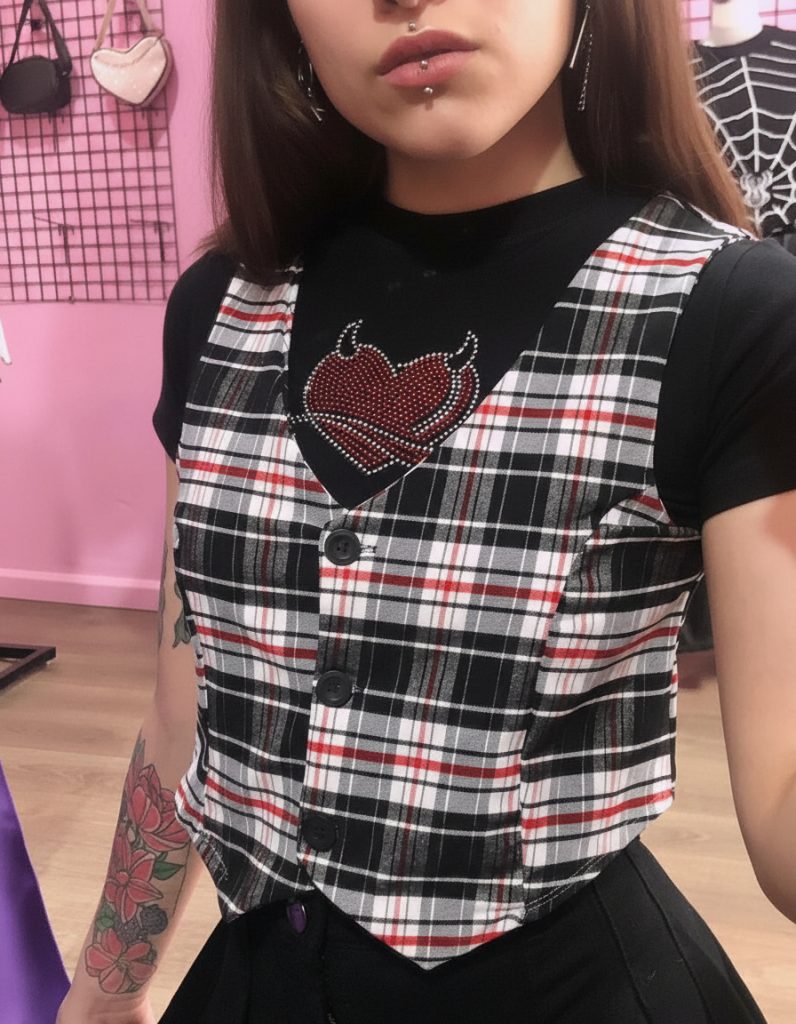 Chaleco Mujer Sastrero Corto Bengalina Cuadrillé Moda Urbana