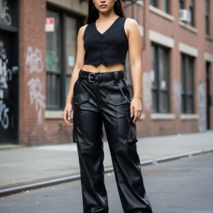 Pantalón Cargo Engomado Not Today Mujer Egirl Dark Kpop