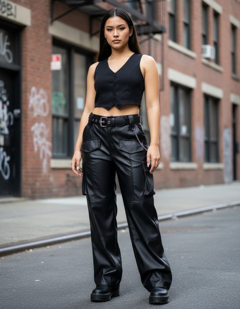 Pantalón Cargo Engomado Not Today Mujer Egirl Dark Kpop