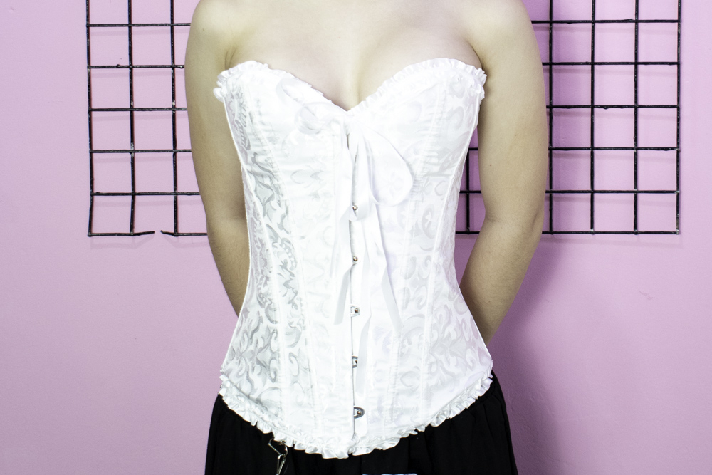 Corset Blanco Estilo Victoriano Elegante Mujer Ajustable