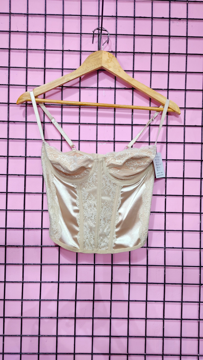 Corset Not Today Saten Beige Estilo Urbano - Image 2