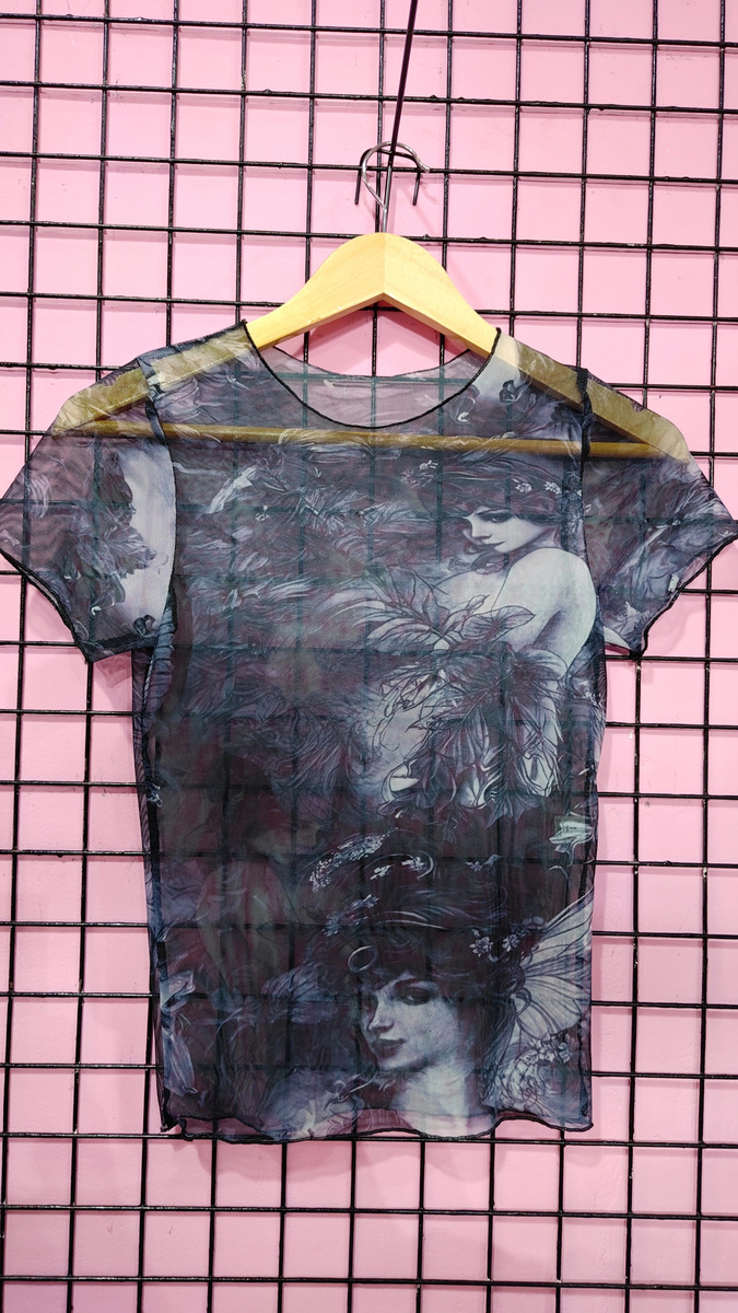Remera Tul Nocturna Muse - Manga Corta Transparente