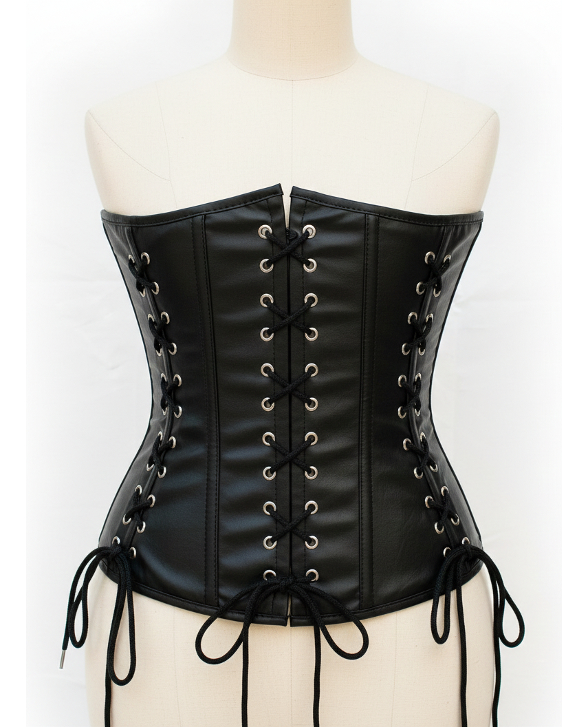 Corset Bajo Busto Ecocuero Con Cordones