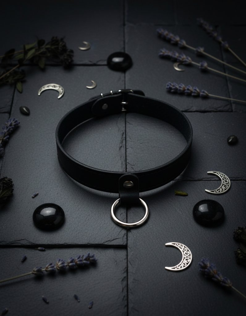 Choker Hecate - Collar Ecocuero Lunas Bruja Egirl Gotico