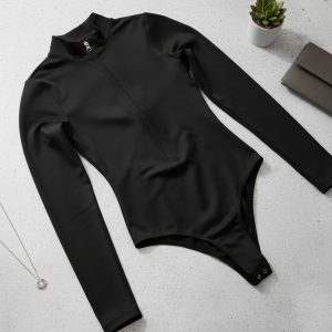 Body De Lycra Manga Larga Básico Urbano Not Today