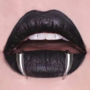 Aros Colmillo Plateado Gótico Punk Mujer Unisex