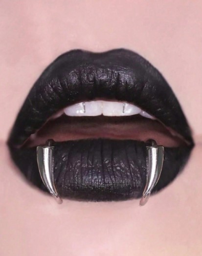 Aros Colmillo Plateado Gótico Punk Mujer Unisex