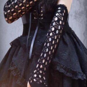 Mitones Negros Con Agujeros Estilo Gótico Dark Sin Dedos