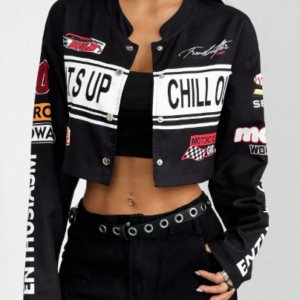 Camisa Crop Streetwear Mujer Estilo Racing Y2K What’s Up