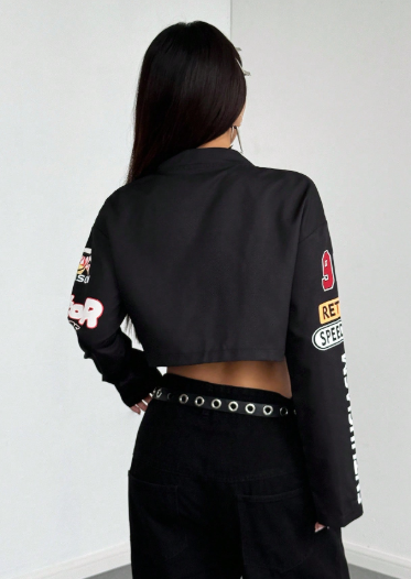 Camisa Crop Streetwear Mujer Estilo Racing Y2K What’s Up - Image 3