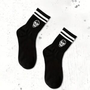 Medias Negras Urbanas Con Calavera Blanca Unisex Street Dark