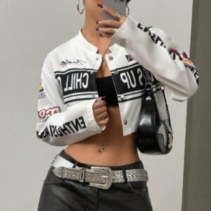Camisa Crop Streetwear Mujer Estilo Racing Y2K What’s Up