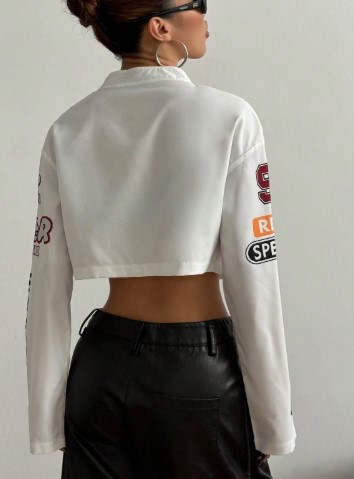Camisa Crop Streetwear Mujer Estilo Racing Y2K What’s Up - Image 3