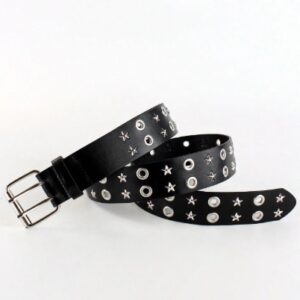 Cinto Negro Punk Gótico Ojales y Estrellas.