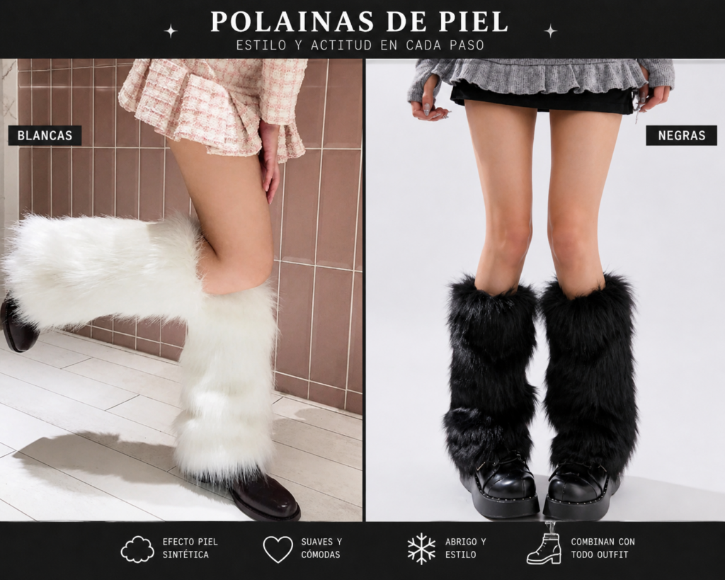 Polainas Peludas Góticas Urbanas – Estilo Kpop / Alt Fashion