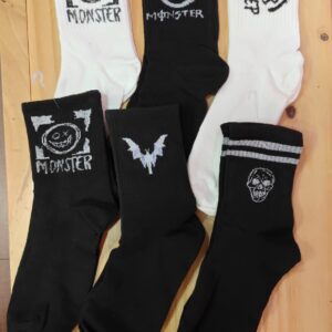 Medias Estampadas Negras y Blancas – Estilo Kpop / Grunge / Gótico