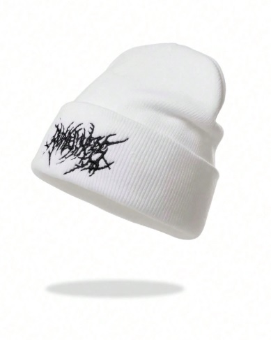 Gorro Beanie Negro / Blanco – Estilo Kpop / Grunge / Gótico Urbano - Image 3