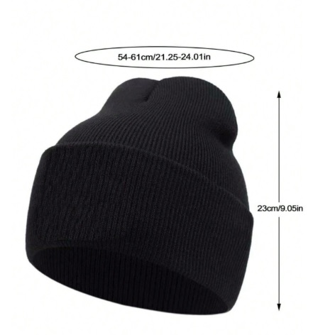 Gorro Beanie Negro / Blanco – Estilo Kpop / Grunge / Gótico Urbano - Image 2