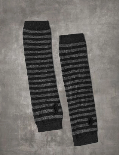 Mitones Rayados Negro & Blanco – Estilo Kpop / Gótico Urbano - Image 3