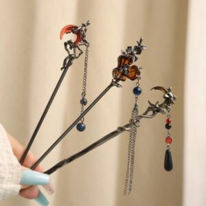 Horquillas Góticas para Cabello – Estilo Dark / Kpop con Detalles Metálicos