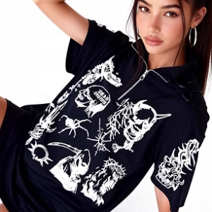 Remerón Gótico Negro Oversize con Cierre Demon Dark