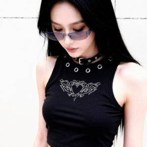 Top Dark Tribal Black – Streetwear Gótico