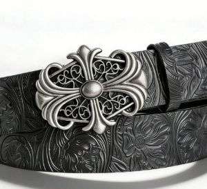 Cinto Negro Punk Gótico Hebilla Cruz.