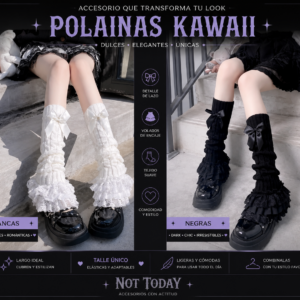Polainas Góticas con Volados y Moños – Estilo Kawaii Alternativo