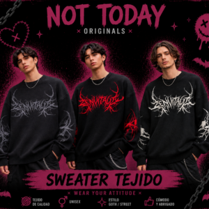 Sweater Oversize Gris Oscuro con Estampa Dark – Estilo Streetwear Minimal