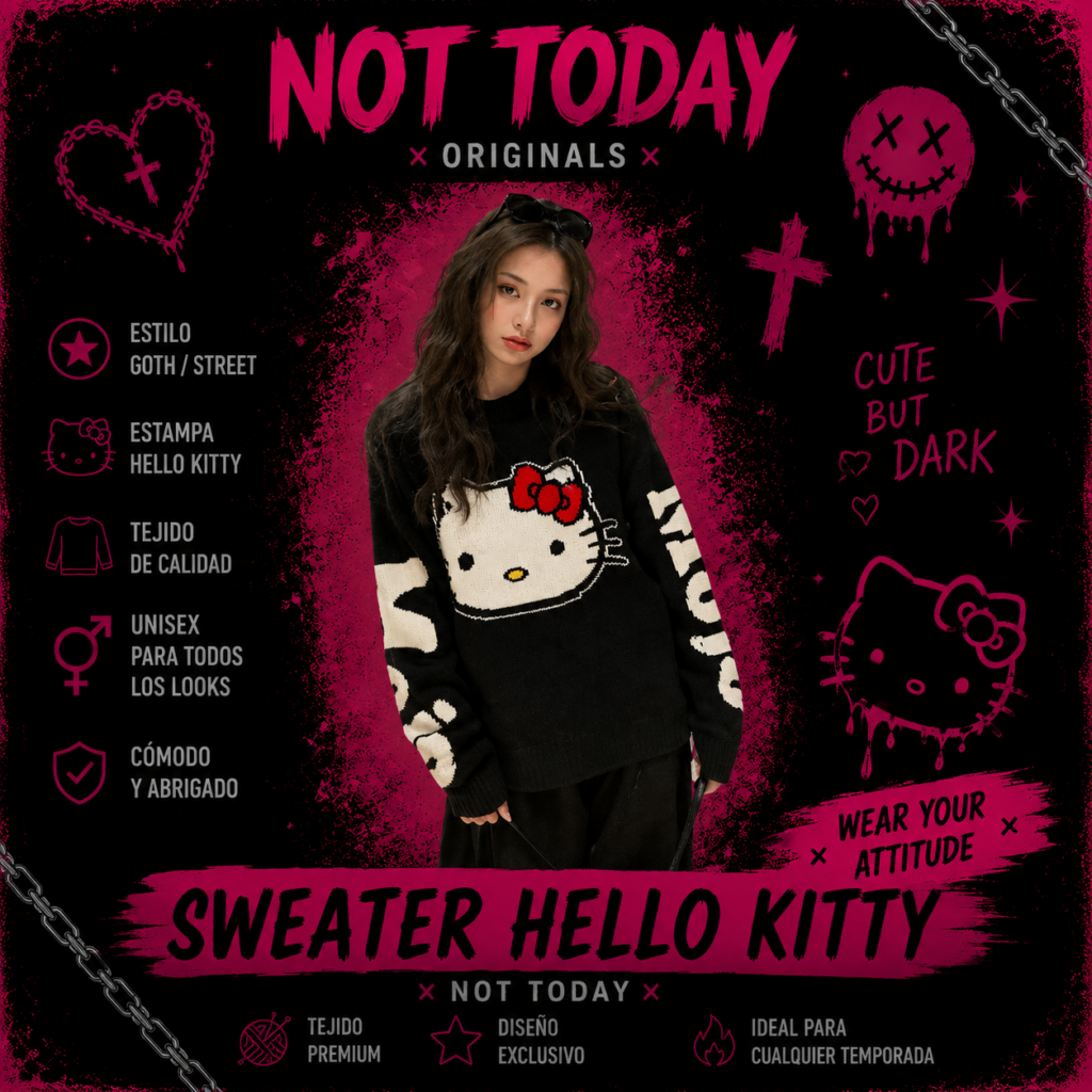 Sweater Hello Kitty Goth Kawaii Unisex | Not Today Originals