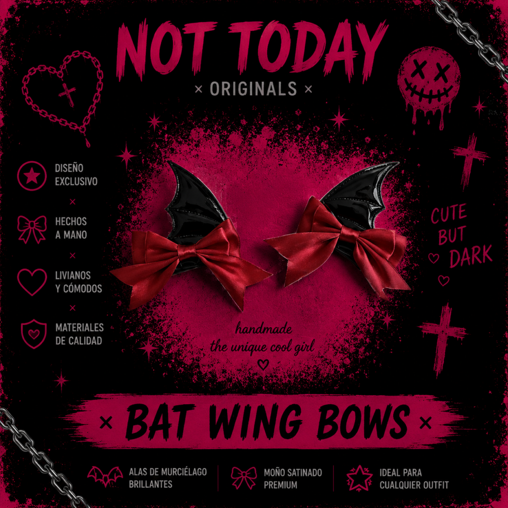 Hebillas Bat Wing Goth Aesthetic | Alas de Murciélago Not Today
