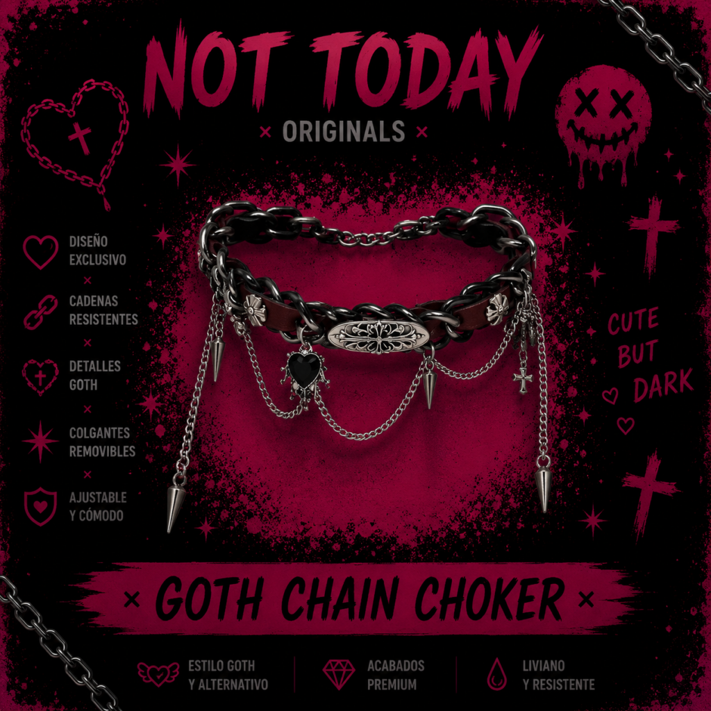 Goth Chain Choker Aesthetic | Collar Punk Alternativo Not Today