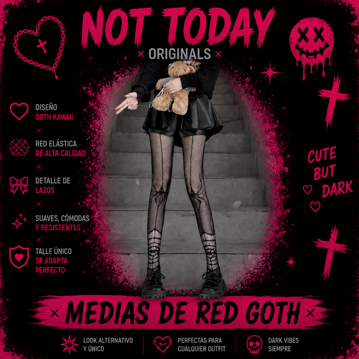 Pantys de Red Goth Aesthetic | Pantys Alternativas Not Today