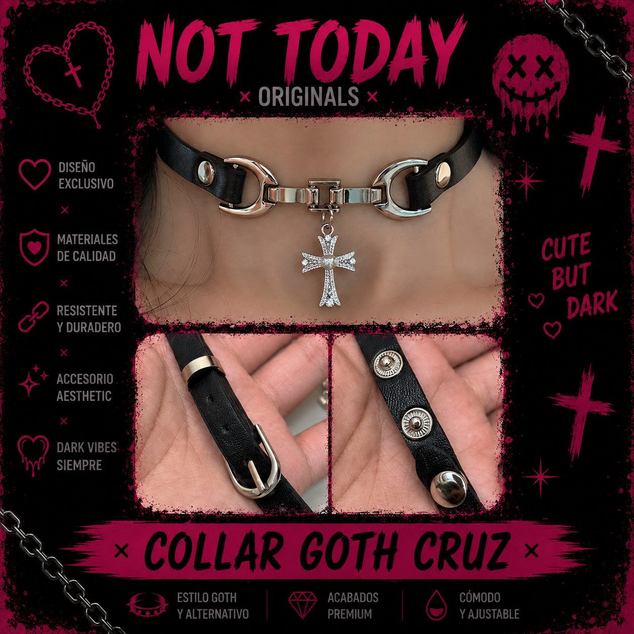 Collar Goth Cruz Aesthetic | Choker Alternativo Not Today
