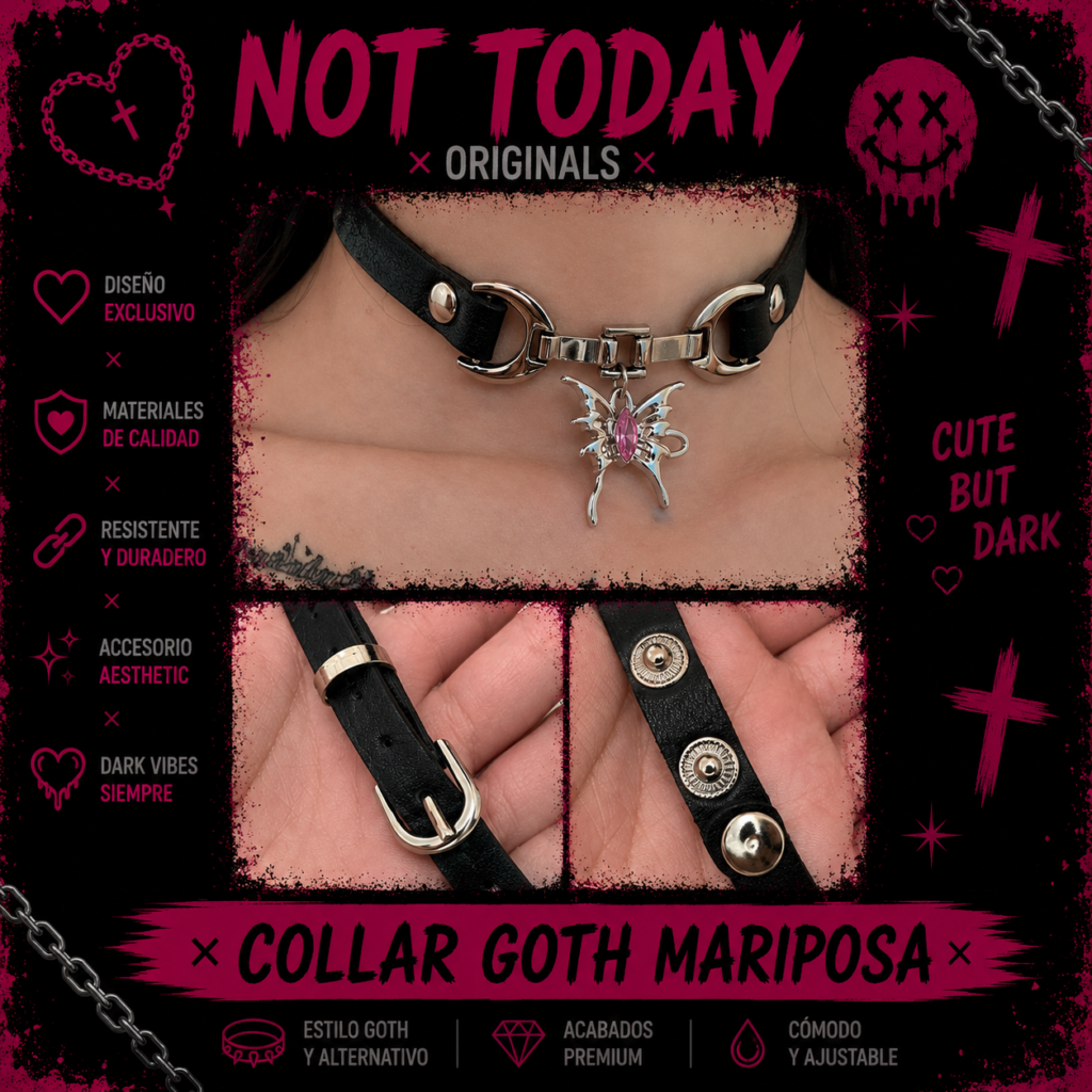 Collar Goth Mariposa Aesthetic | Choker Alternativo Not Today