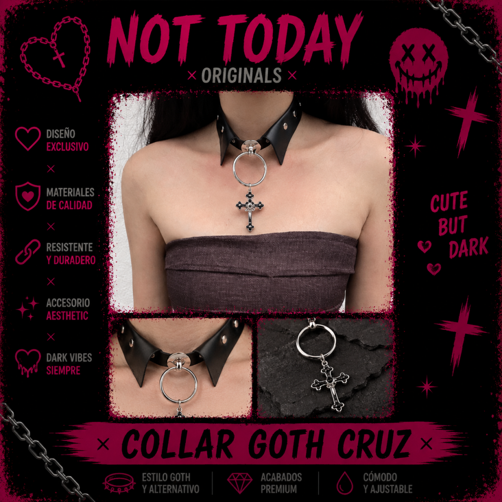 Collar Goth Cruz Punk | Choker Dark Aesthetic Not Today
