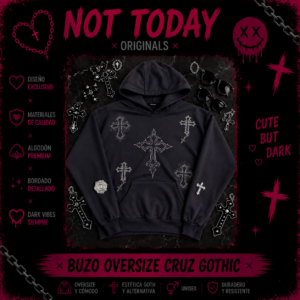 Buzo Oversize Cruz Gothic | Hoodie Dark Aesthetic Not Today