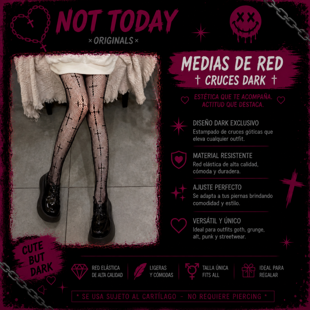 Panty de Red Cruces Dark | Panty Goth Aesthetic Not Today
