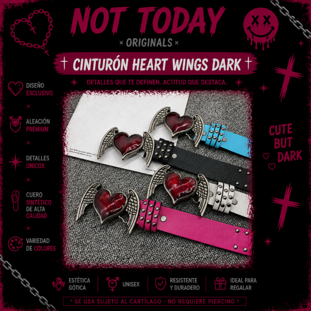 Cinturón Heart Wings Dark | Belt Goth Aesthetic Not Today