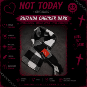 Bufanda Checker Dark | Scarf Goth Aesthetic Not Today