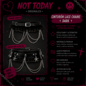 Cinto Lace Chains Dark | Belt Goth Aesthetic Not Today